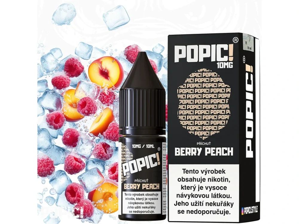 E-LIQUID POPIC! SALT - BERRY PEACH (LESNÍ PLODY A BROSKEV) 10MG