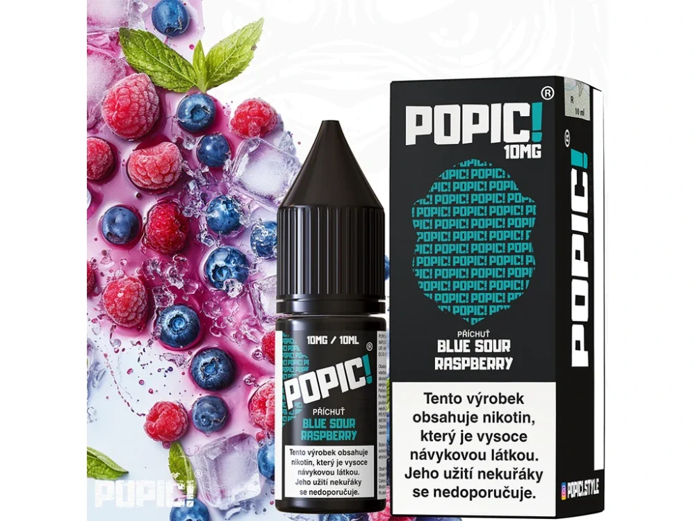 E-LIQUID POPIC! SALT - BLUE SOUR RASPBERRY (BORŮVKA A MALINA) 10MG