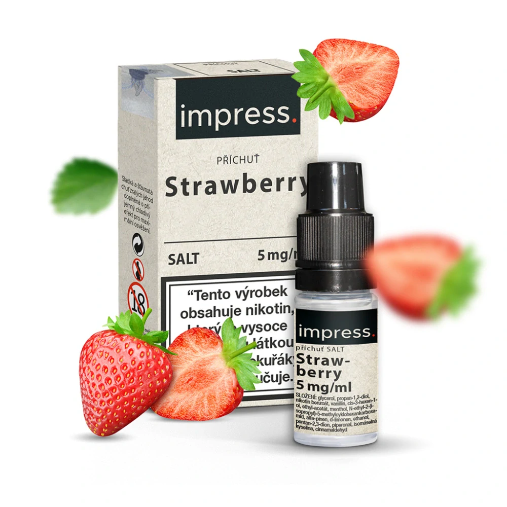 E-liquid Impress Salt – Strawberry (Ledová jahoda) 10 mg – 10 ml