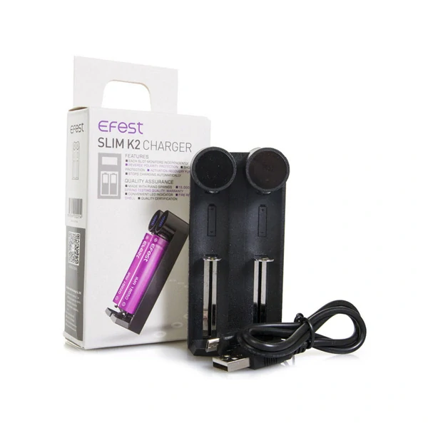 Multifunkční USB nabíječka baterií - Efest Slim K2 (1A) (Černá)